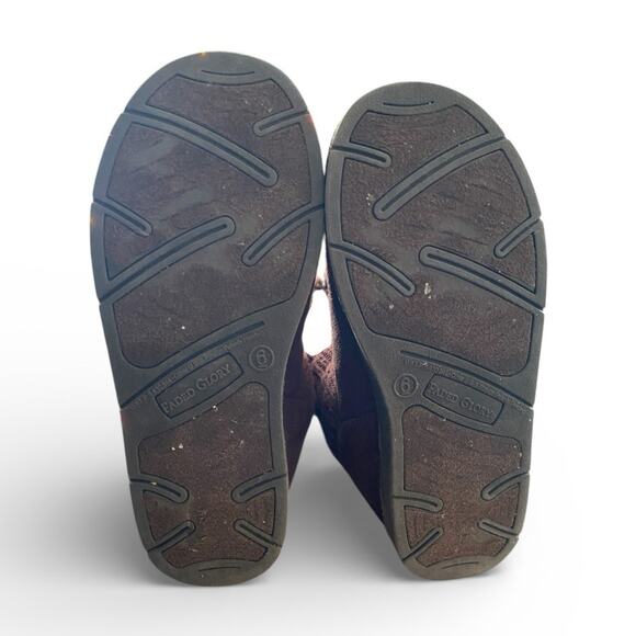 Faded Glory Women's Boots 6 Brown Crochet Faux Leather Faux Fur Lining Pull On - Picture 6 of 8